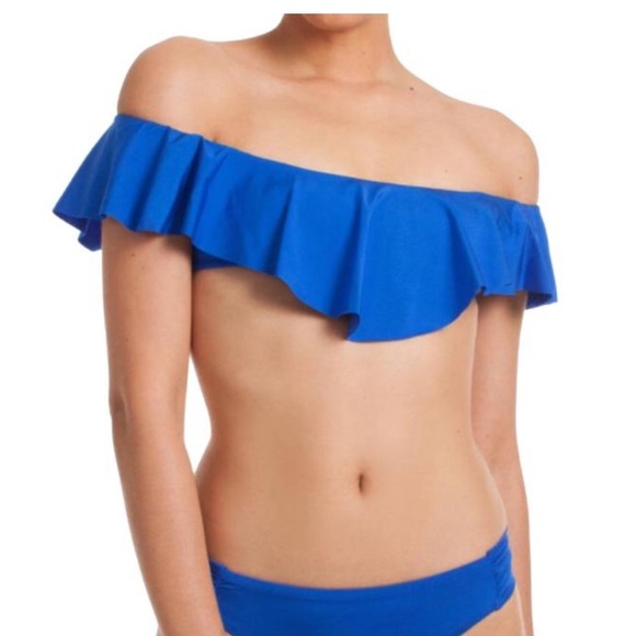 NWT MONACO SOLIDS OFF THE SHOULDER RUFFLE BANDEAU TOP - Picture 5 of 10